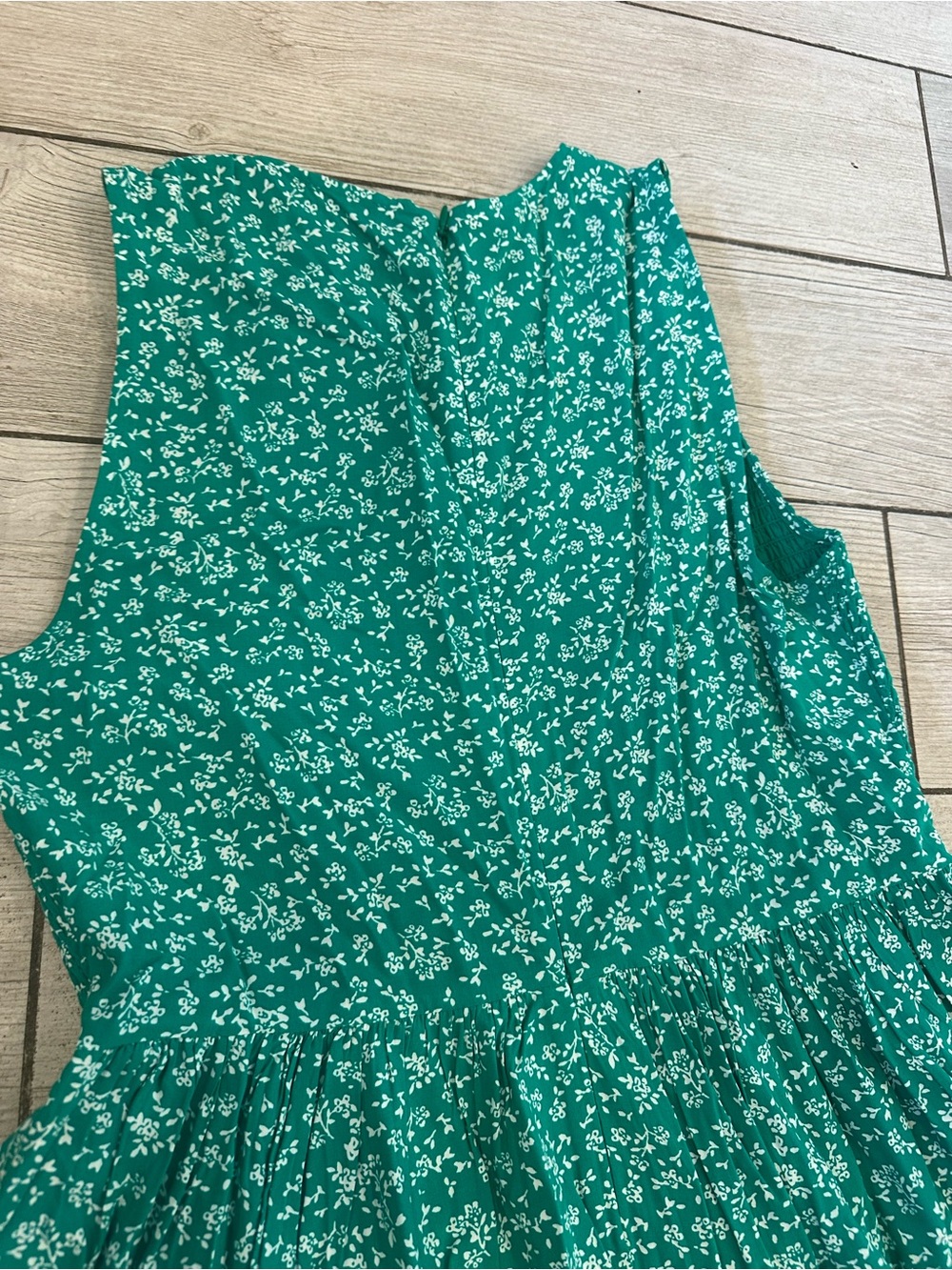 J crew size medium green Floral Sleeveless Midi Dress with pockets - Picture 7 of 8